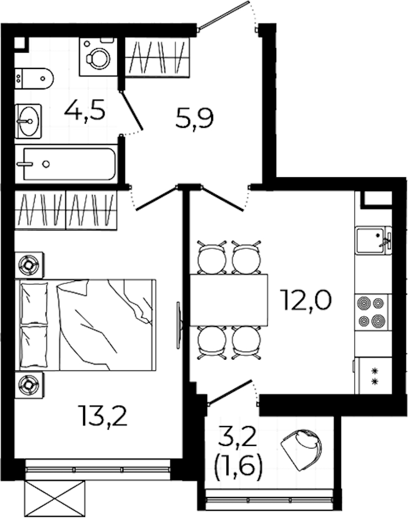 1-комнатная квартира 37.2 м², 4/7 эт., ЖК «А101 Всеволожск»